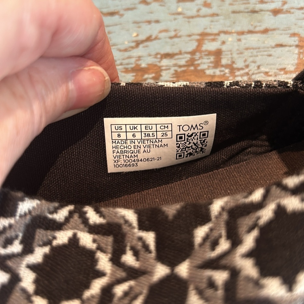 Toms Alpargata Black Gray Sunburst Blanket Comfort Flats Women Size 8 - Picture 2 of 6